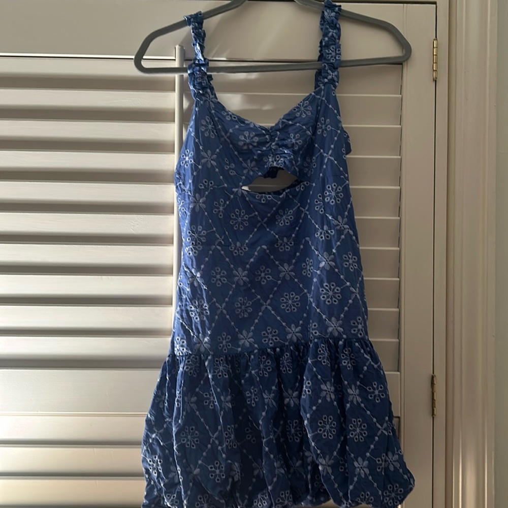 zara blue mini bubble dress
